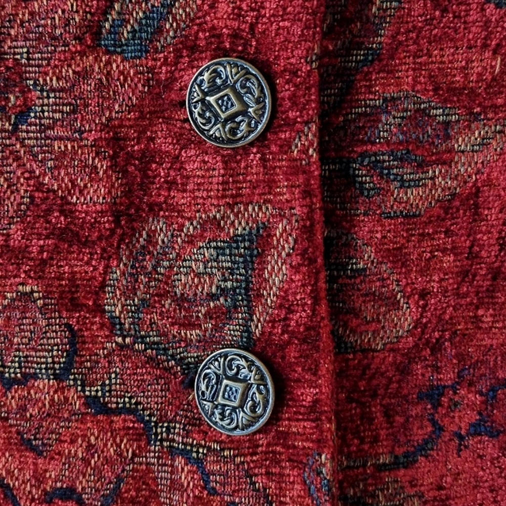 Vintage 90's Tapestry Coat Chicos Boho Indie Size 2 - Picture 9 of 13